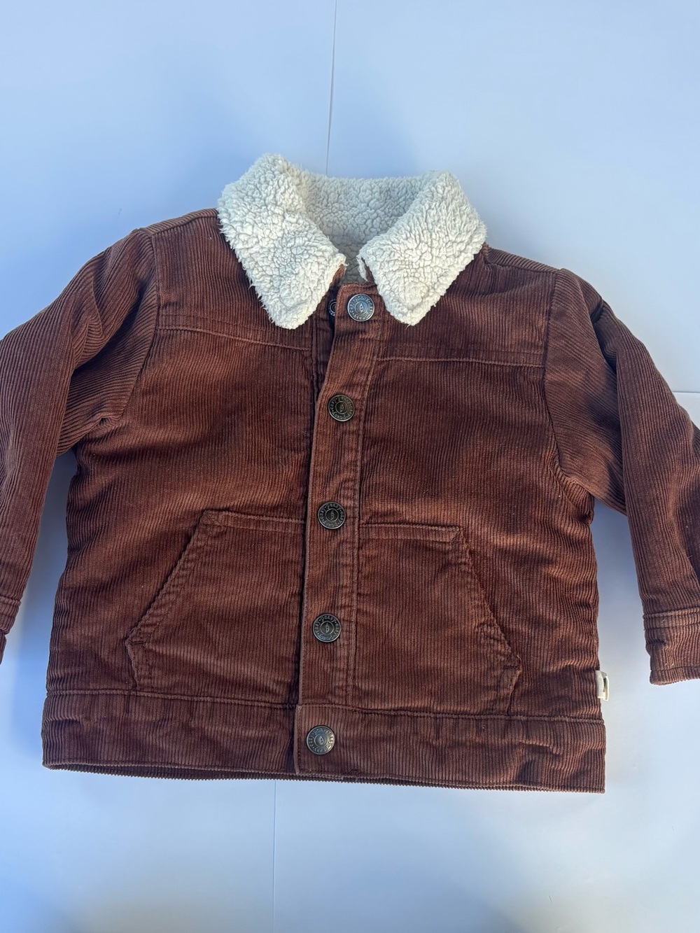 Kids Brown Corduroy Jacket with Sherpa Collar